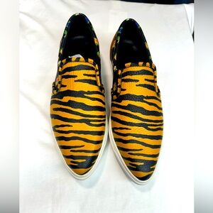 Coach C103 Tiger Print & Floral Smooth &Pebbled Leather Pointy‎ Toe Slip On.New